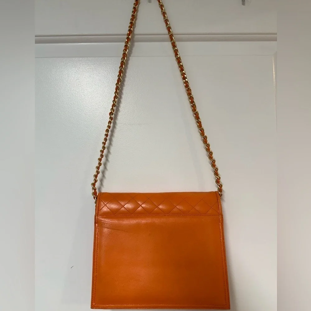 Saks Fifth Avenue Orange Quilted Crossbody Bag